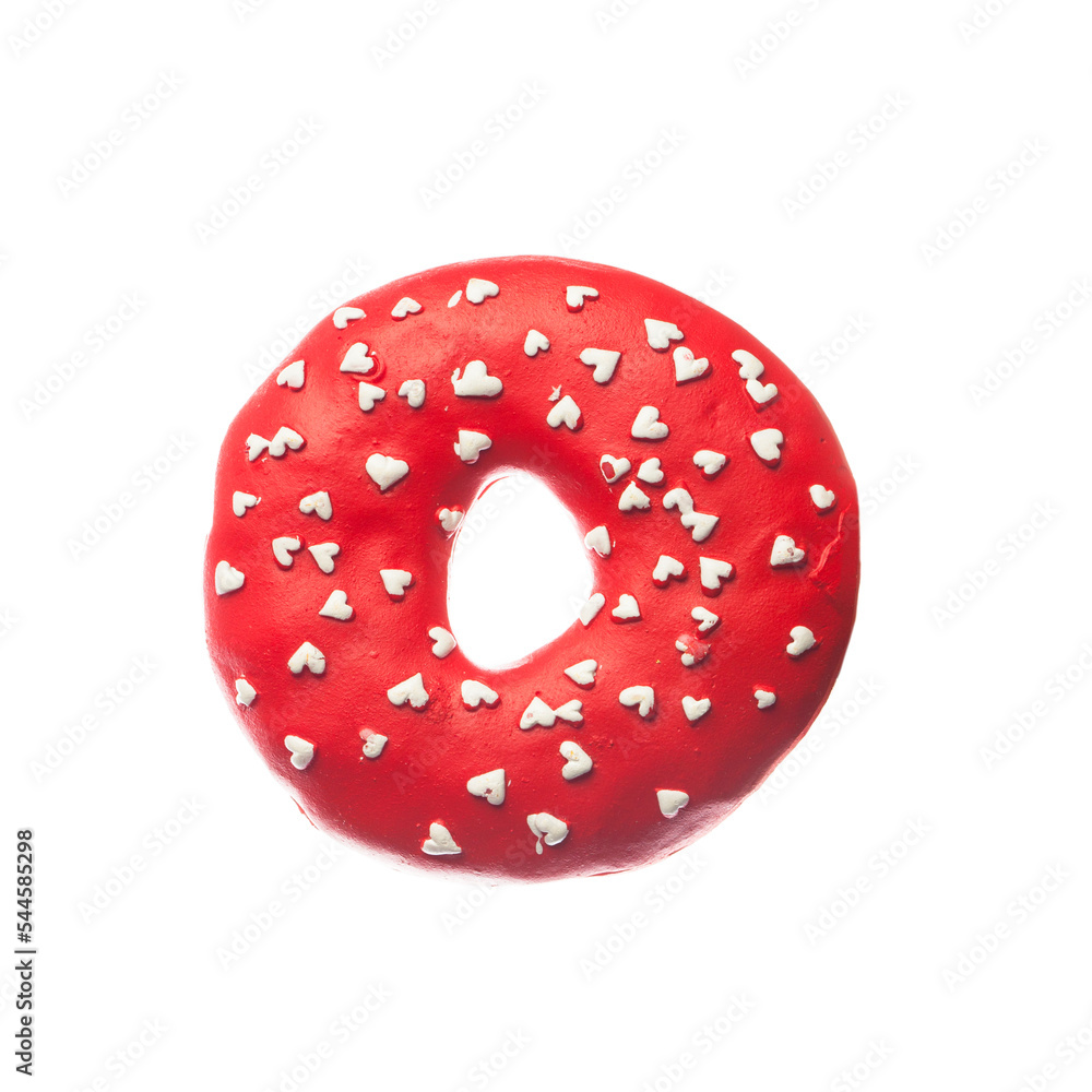 Red donut decoration isolated on white background Red donut decoration isolated on white background