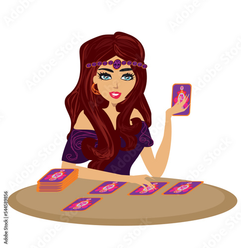 fortune teller forecasting future with tarot cards