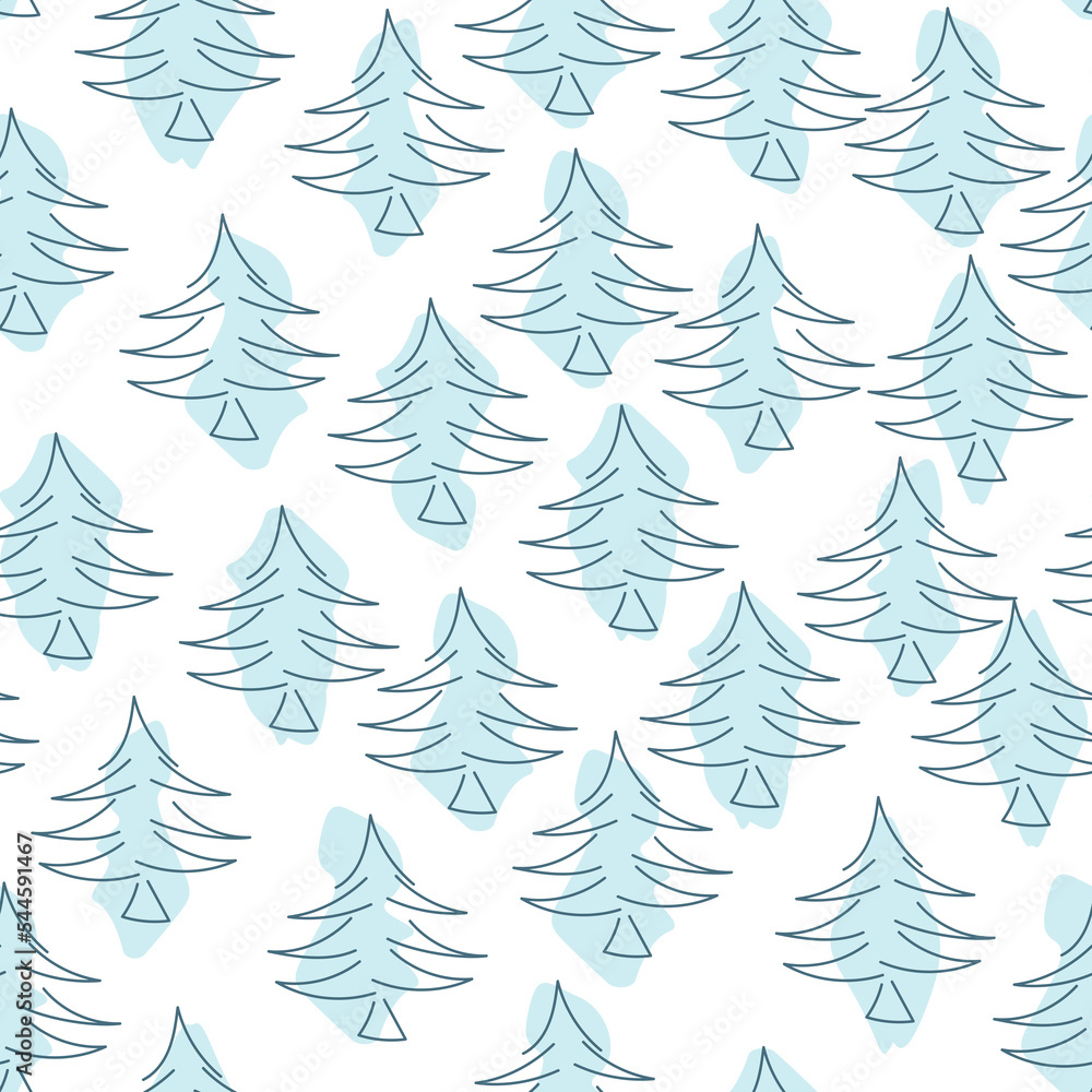 Doodle pattern. Christmas trees. background and texture
