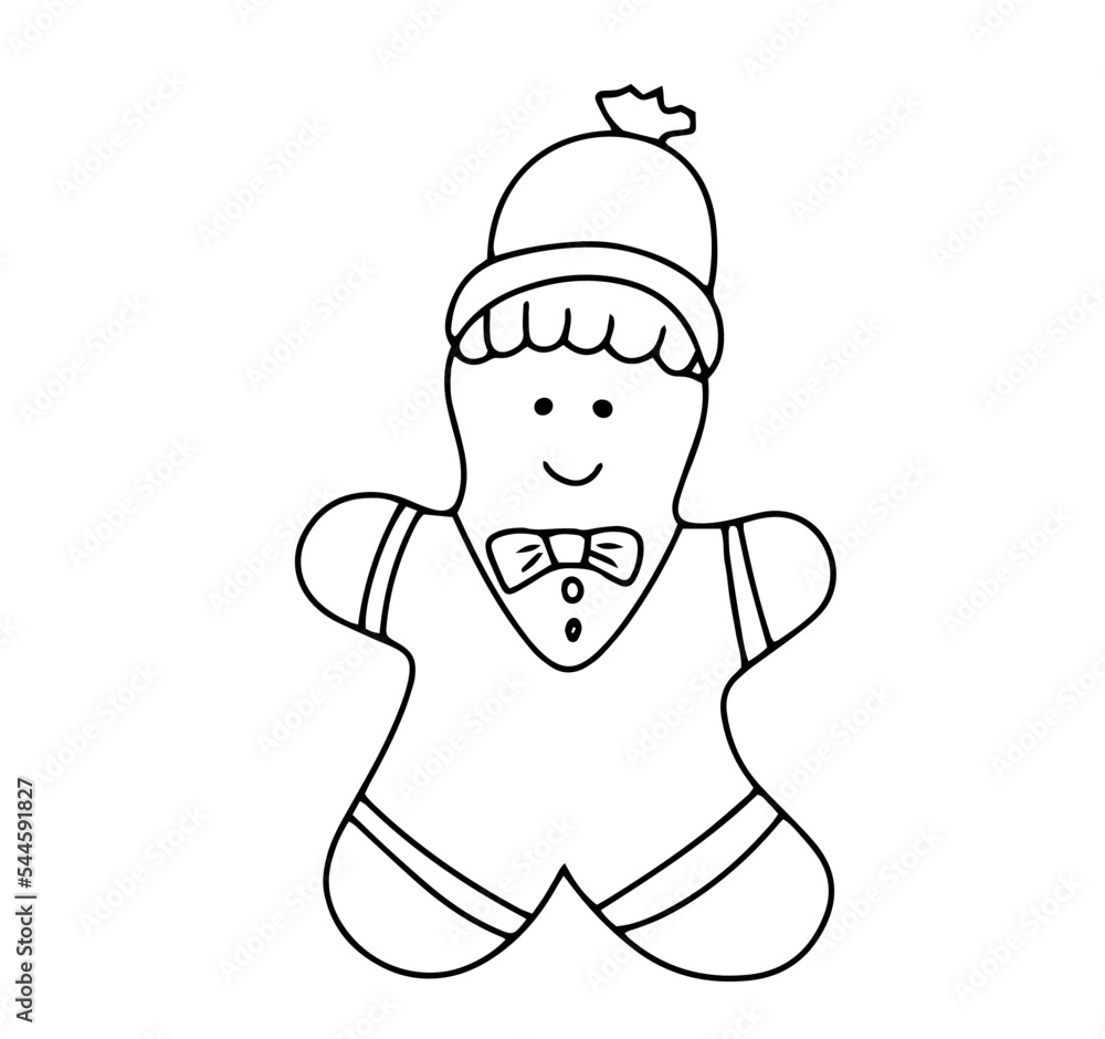 Obraz premium Doodle vector gingerbread. Hand drawn illustration