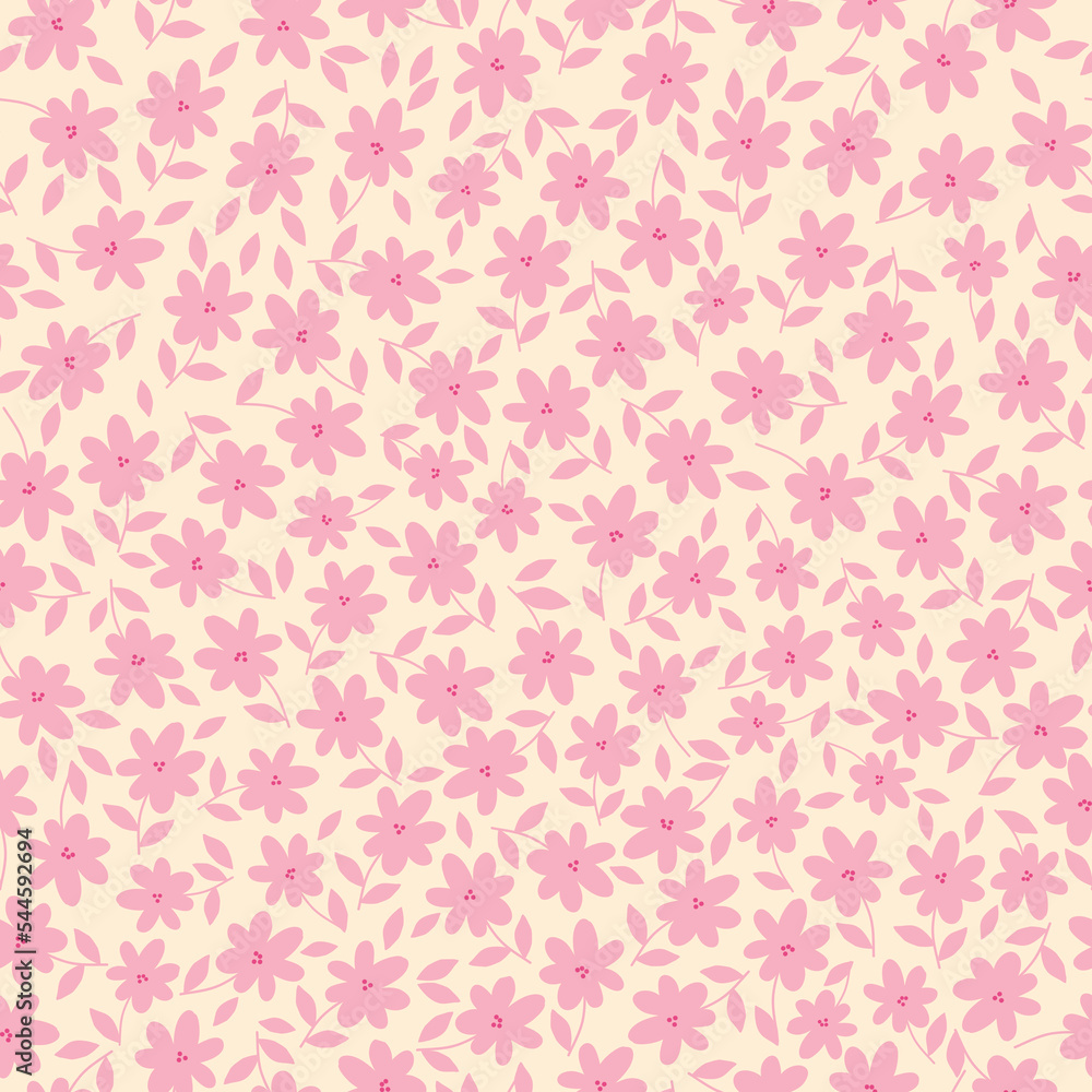 Marvelous floral pattern. Seamless vector texture. An elegant template for fashionable prints. Print with pink flowers and leaves .light background.