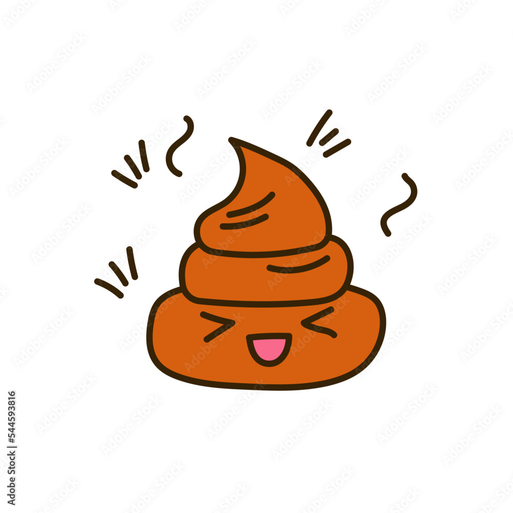Cartoon brown poop. Hand drawn poo. Element for design card, poster, t