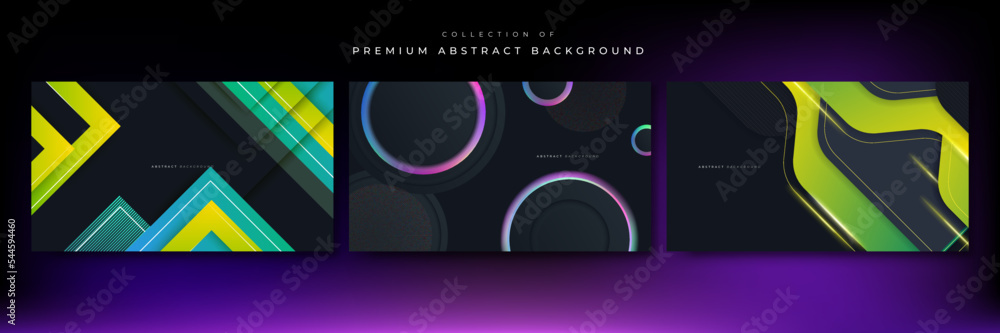 Set of abstract background with colorful geometric shapes. Vector abstract graphic design banner pattern presentation background wallpaper web template.