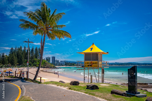 Lifeguard's beach box in Rainbow Bay, Gold Coast, Queensland, Australia 