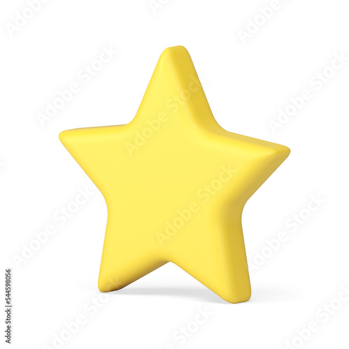 Shiny yellow five pointed star diagonal placed award badge isometric achievement 3d icon