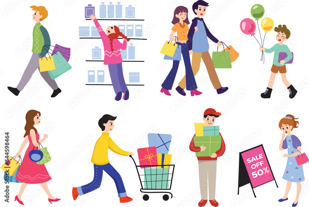 Black Friday Person Shopping Vector Illustration Black Friday Person Shopping Vector Illustration