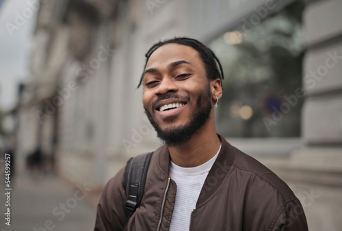 portrait of a young black smiling man