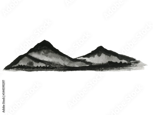 Asian painting abstract ink landscape mountain fog .Traditional chinese. asia art style.png. 