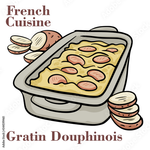 Gratin dauphinois, baked potato with cream and cheese. French cuisine