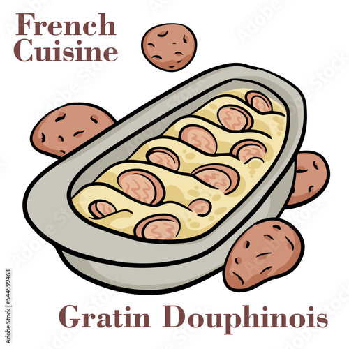 Gratin dauphinois, baked potato with cream and cheese. French cuisine