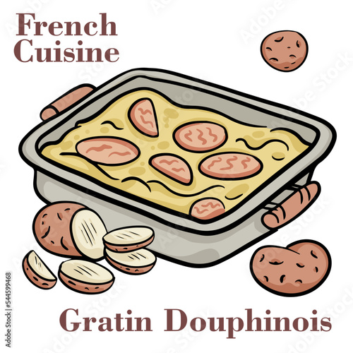 Gratin dauphinois, baked potato with cream and cheese. French cuisine