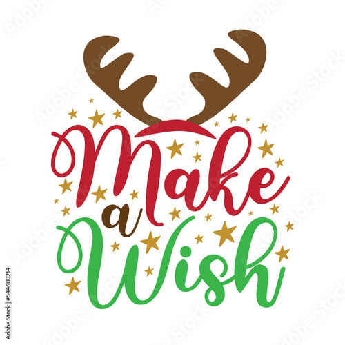 Make a wish - reindeer antler and stars. Good for greeting crad, T shirt print, poster, label, and other decoration for Christmas.