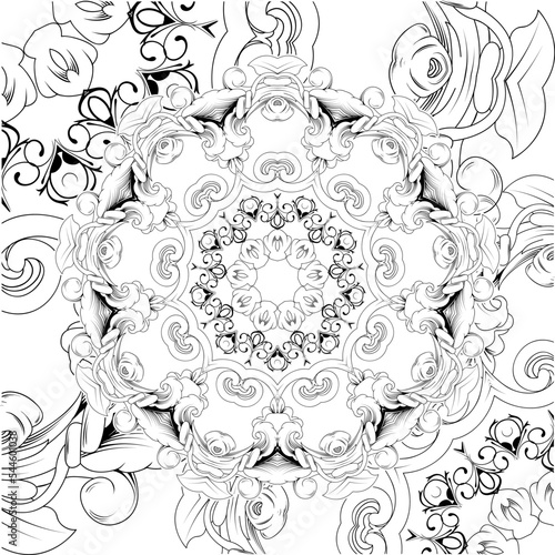 Floral mandala adult colouring book page. Mehndi flower for henna, mehndi, tattoo, and decoration. doodle ornament. outline hand draw illustration. colouring book page
