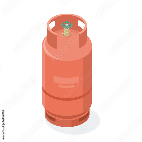 red lpg gas tank isometric set industrial components element vector isolated for custom design top view white background
