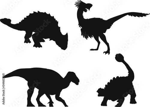 Set of Dinosaur isolated vector Silhouettes