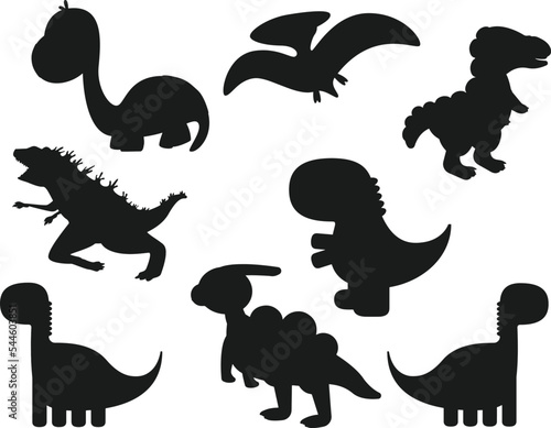 Set of Dinosaur isolated vector Silhouettes