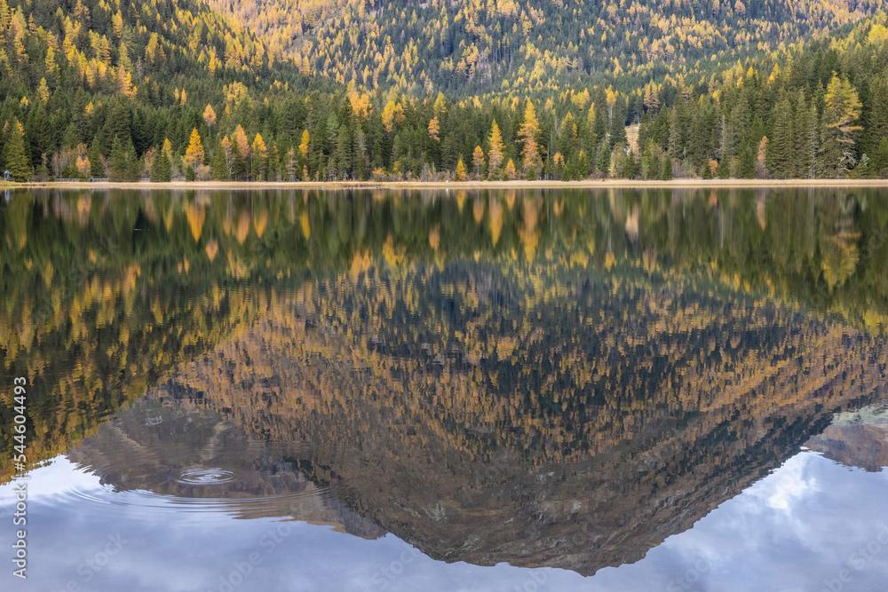 Lake Etrachsee in the Austrian municipality of Krakau in the Murau district of Styria. It is 1,374 meters above sea level in the Krakau Valley, a high plateau in the Schladminger Tauern, Austria