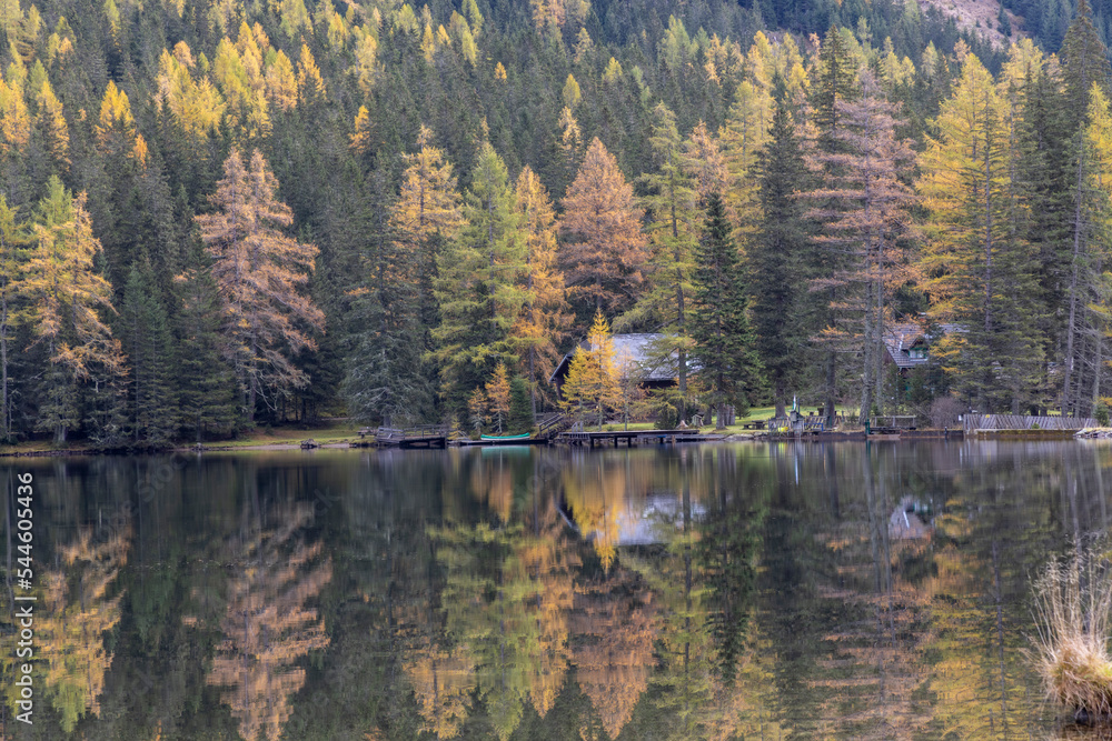 Lake Etrachsee in the Austrian municipality of Krakau in the Murau district of Styria. It is 1,374 meters above sea level in the Krakau Valley, a high plateau in the Schladminger Tauern, Austria