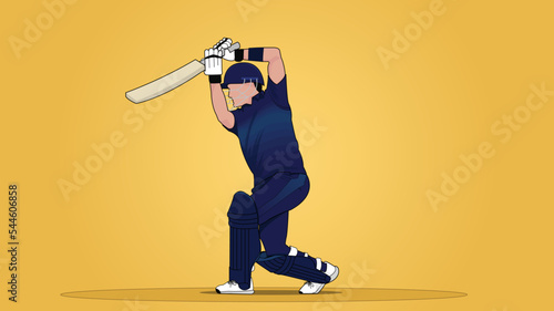 Beautiful Cricket shot by a Batsman Cover Drive in the cricket championship Vector illustration