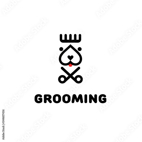 Dog Grooming vector logo design template.