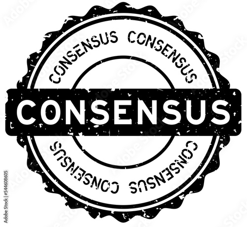 Grunge black consensus word round rubber seal stamp on white background