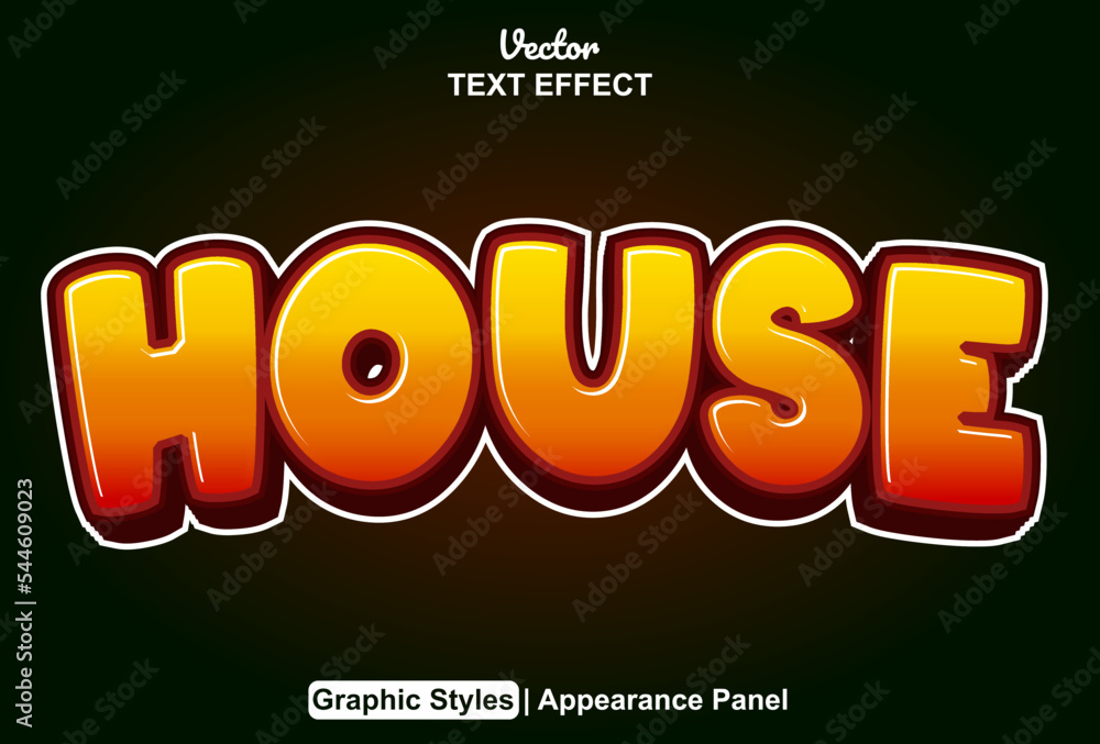 house text effect with graphic style and editable.