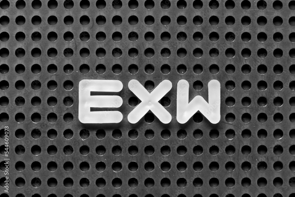 White Alphabet Letter In Word EXW abbreviation Of Ex Works On Black white-alphabet-letter-in-word-exw-abbreviation-of-ex-works-on-black