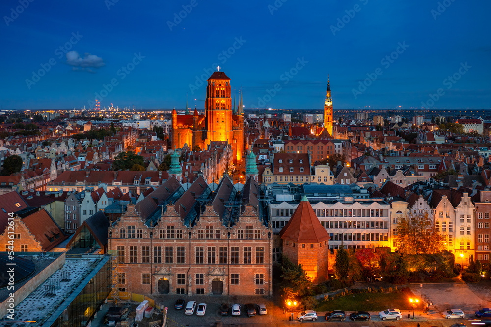 The Main Town of Gdansk at dusk, Poland