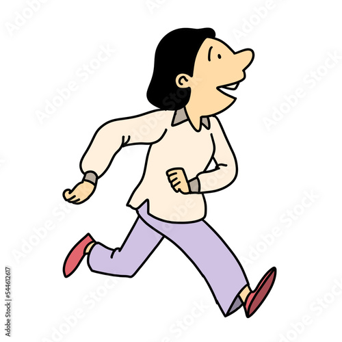 Illustration of woman running in formal attire