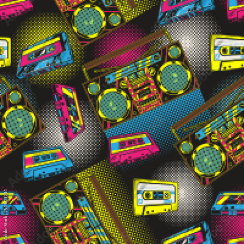 Music pattern seamless vintage colorful