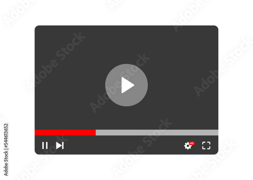 Video player interface isolated on white background. Multimedia frame template. Mockup live stream window, player. Online broadcasting. Social media concept. Vector illustration. EPS 10