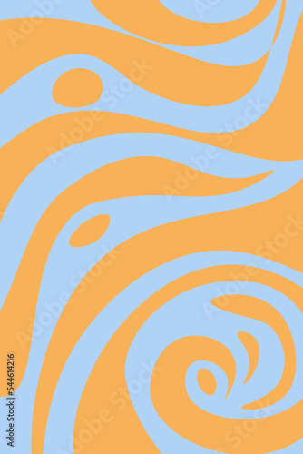 modern curvy orange lines on blue background