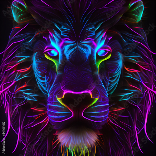 Psychedelic UV Neon Lion