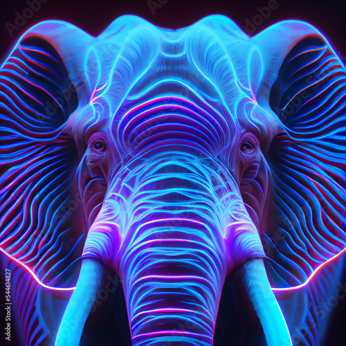 Psychedelic UV Neon Elephant
