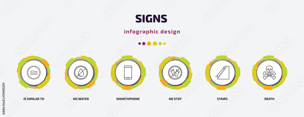 signs infographic template with icons and 6 step or option. signs icons such as is similar to, no water, smarthphone, no step, stairs, death vector. can be used for banner, info graph, web, signs infographic template with icons and 6 step or option. signs icons such as is similar to, no water, smarthphone, no step, stairs, death vector. can be used for banner, info graph, web,
