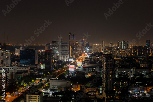 Busy City Street - NIght view - Skyscrapers 