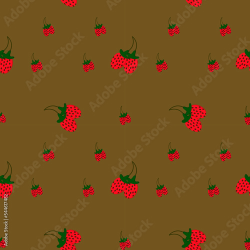 strawberrybright red, made of geometric shapes. on a light brown background