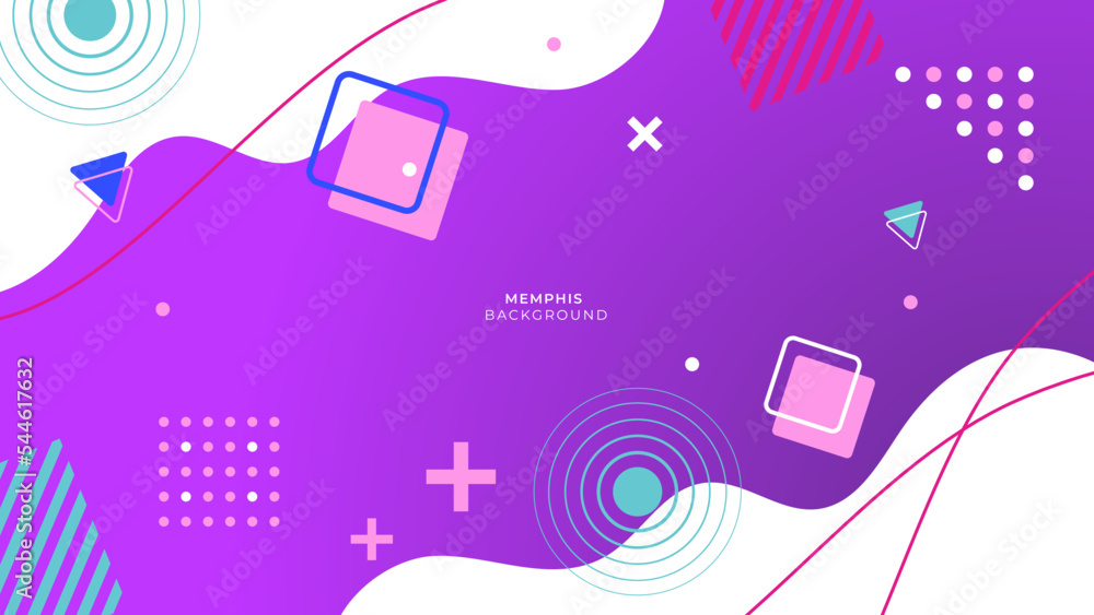Modern purple to white memphis background set covers, great design for any purposes. Trendy abstract vector illustration.