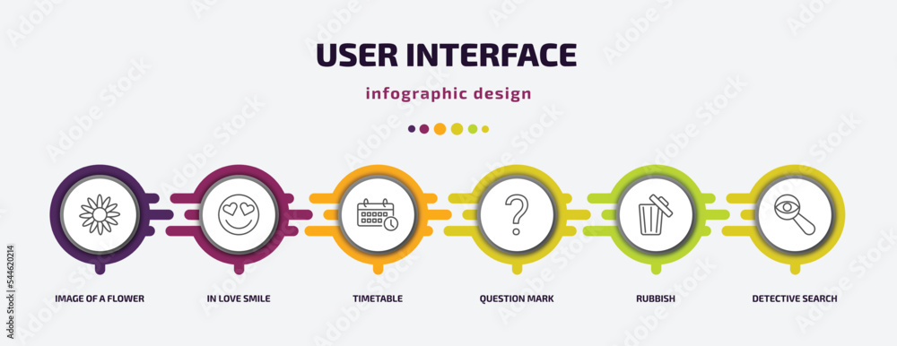 user interface infographic template with icons and 6 step or option ...
