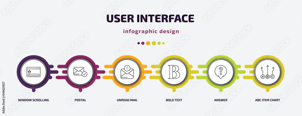 user interface infographic template with icons and 6 step or option ...