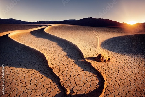 Moving stone in the desert of Death Valley national park