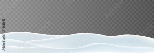 Snowdrifts isolated on png background. Snow landscape decoration, frozen hills. Empty snowbanks field. Christmas vector illustration. Transparent background.