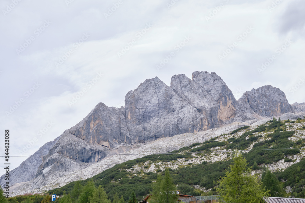 Marmolada, Italian Alps. Amazing summer landscape of Dolomite Mountain Peaks