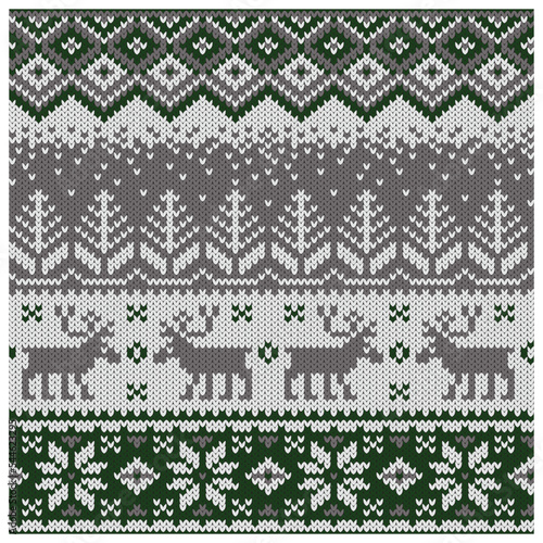 Embroidery Ugly Christmas vector pattern. Merry Christmas Happy New Year seamless pattern. Ornamental decor of paper, fabric or cloth. Ornament for Christmas pajamas, sweater and for knitting