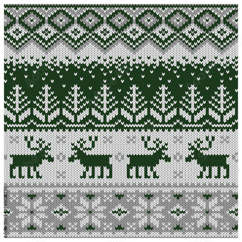 Embroidery Ugly Christmas vector pattern. Merry Christmas Happy New Year seamless pattern. Ornamental decor of paper, fabric or cloth. Ornament for Christmas pajamas, sweater and for knitting

