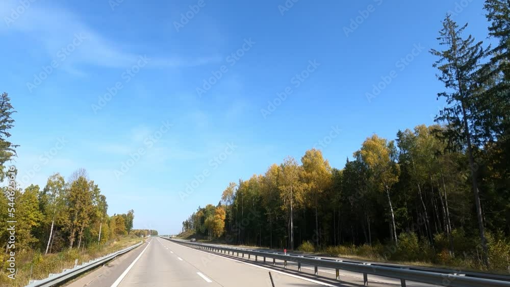 Highway wide road, transport and blue sky with clouds on a summer day Highway wide road, transport and blue sky with clouds on a summer day