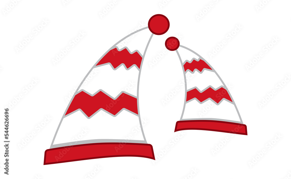 Flat santa hat illustration on transparent background