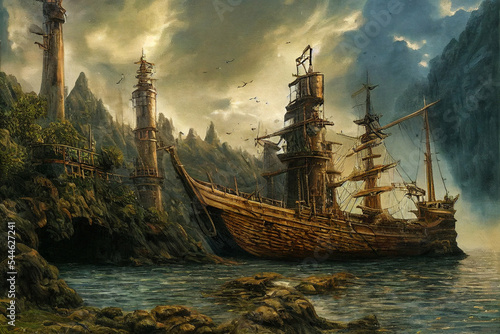 Obraz na płótnie Medieval-esque Sailing Vessel 4