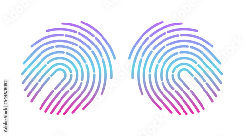 Vector gradient fingerprint icon. Single thumbprint hand sign. Biometric identity scan