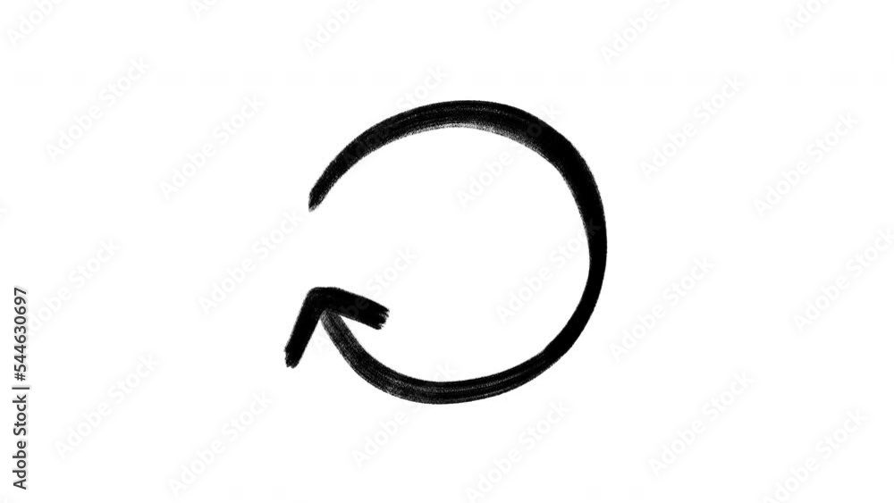 Doodle loading arrow circle, loopable hand drawn animation on a white background